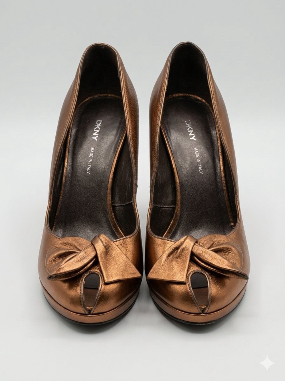 DKNY METALLIC COPPER RETRO WEDGES